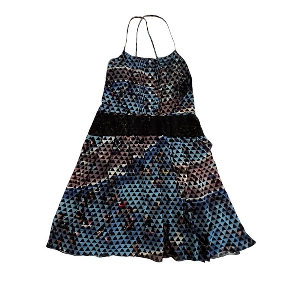 Proenza Schouler Silk Cami Mini Dress Abstract Geometric Multicolor 4 Snap Front - Picture 4 of 16